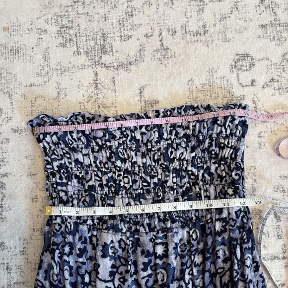 Faherty Margarita 100% Linen Strapless Maxi Dress Size Medium Coastal Artsy Boho - Picture 6 of 9